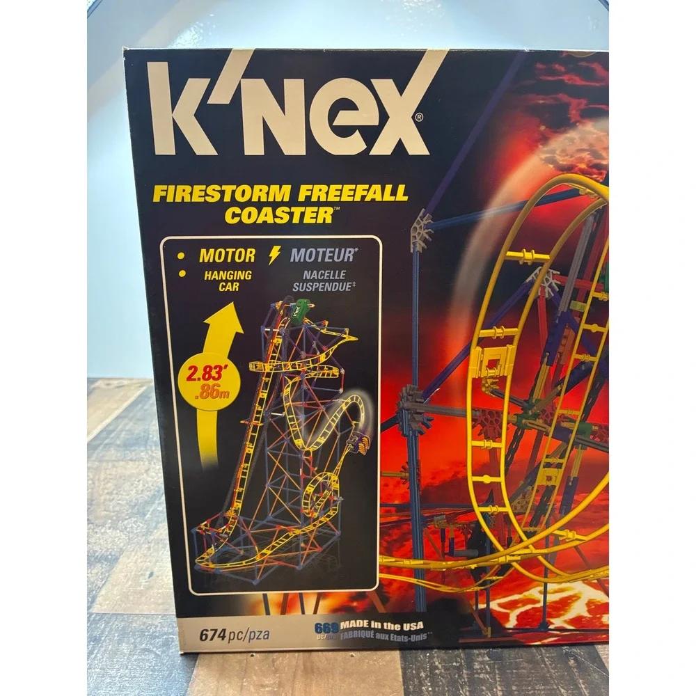 K'NEX Firestorm Freefall Coaster Building Set 674pc Motorized Ages 9+ New Sealed